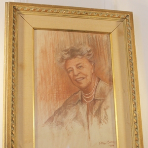Ellen Barry. "Eleanor Roosevelt Portrait," 1970. Charcoal on paper 