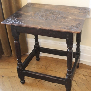 Carved Oak Wooden Table, 17th/18th Century 