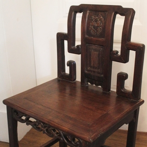 Chinese Carved Elmwood Chairs 